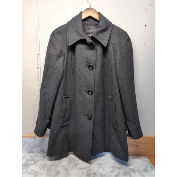 London Fog Wool Charcoal Black Women Dressy Peacoat Size M Quiet Luxury Oldmoney - Picture 1 of 11